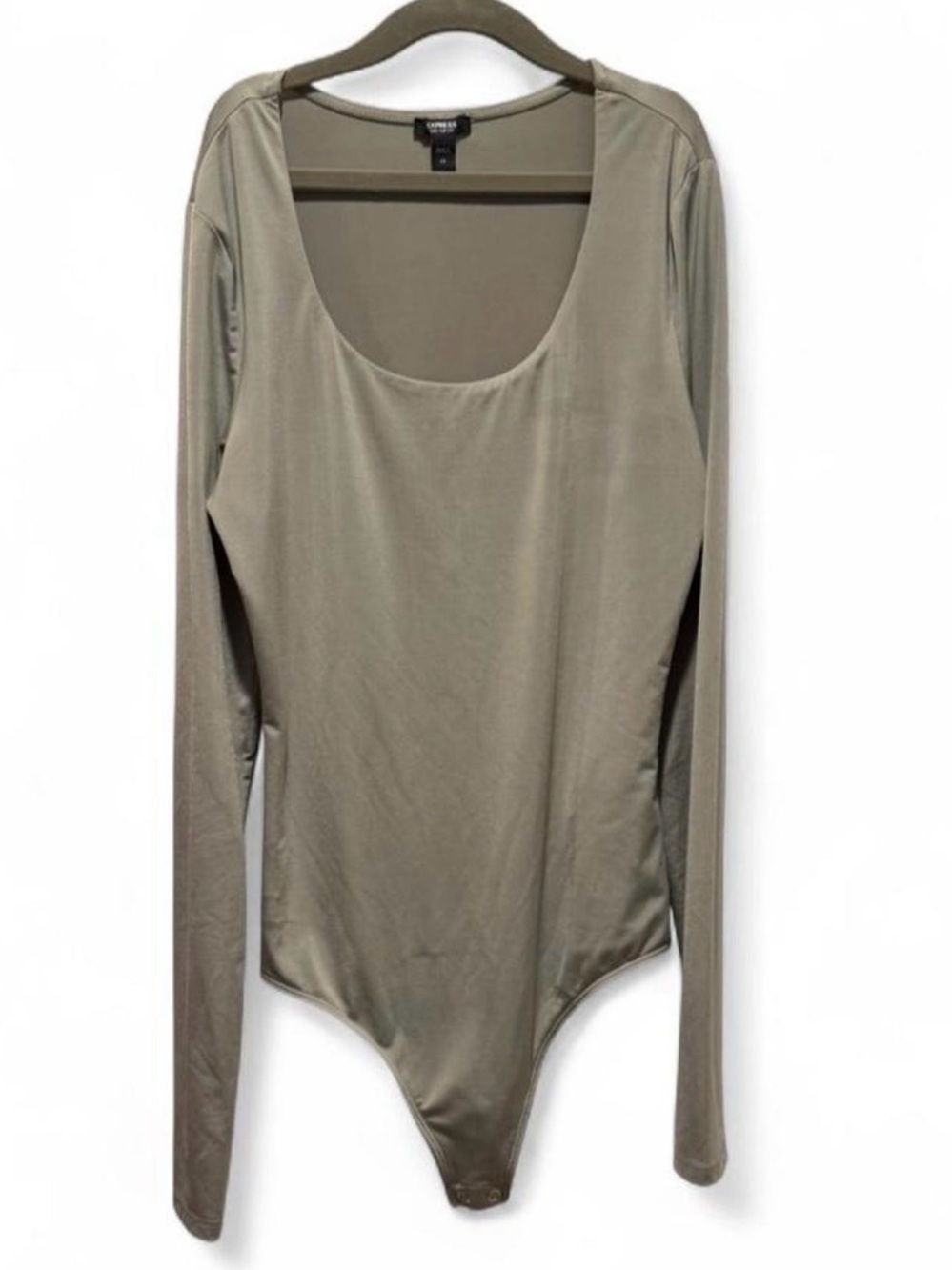 Express Long Sleeve Scoop Neck Bodysuit - Olive Green